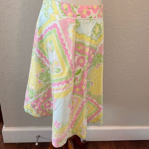 Lilly Pulitzer Floral Patch Hanky Panky A line skirt Sz 4 pink/green - Picture 4 of 9